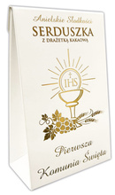 Upominek komunijny - serduszka z drażetką kakaową - 100g