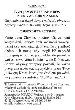 Obrazki Siedem Tajemnic Przelania Krwi z rozważaniami