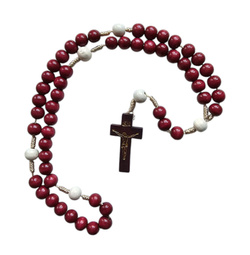 Różaniec Maryjny bordowy na sznurku