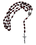 Różaniec Maryjny bordo-brązowy na drucie